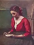 Camille Corot: Lesendes Mädchen in rotem Trikot, um 1845–1850, aus dem Besitz von Paul Rosenberg
