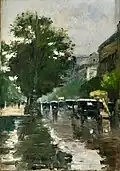 Lesser Ury, Hotel Adlon, 1925, Öl auf Leinwand, 50,5&nbsp;×&nbsp;35,5&nbsp;cm (Privatbesitz)