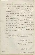 Brief Baudelaires an Kaiserin Eugénie mit der Bitte um Ermäßigung der Strafgebühr für die Herausgabe der Fleurs du Mal