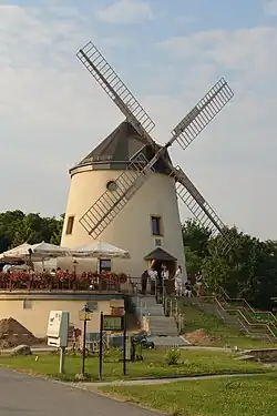 Die Leutewitzer Windmühle (2010) steht auf der Halde des 5.&nbsp;Lichtloches