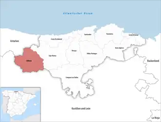 Die Lage der Comarca Liébana in der autonomen Gemeinschaft Kantabrien