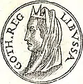 Libussa, Königin der Goten – Phantasieporträt aus dem Promptuarium Iconum Insigniorum (1553) des Guillaume Rouillé[2]