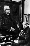 Max Liebermann vor dem Bildnis Paul von Hindenburg, 1927