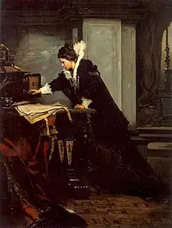 Unterzeichnung des Todesurteils der Maria Stuart durch Elisabeth