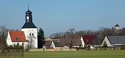 Lindennaundorf, rechts der Rückmarsdorfer Wasserturm