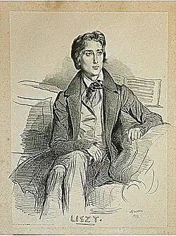 Franz Liszt (1832, Lithografie von Devéria)