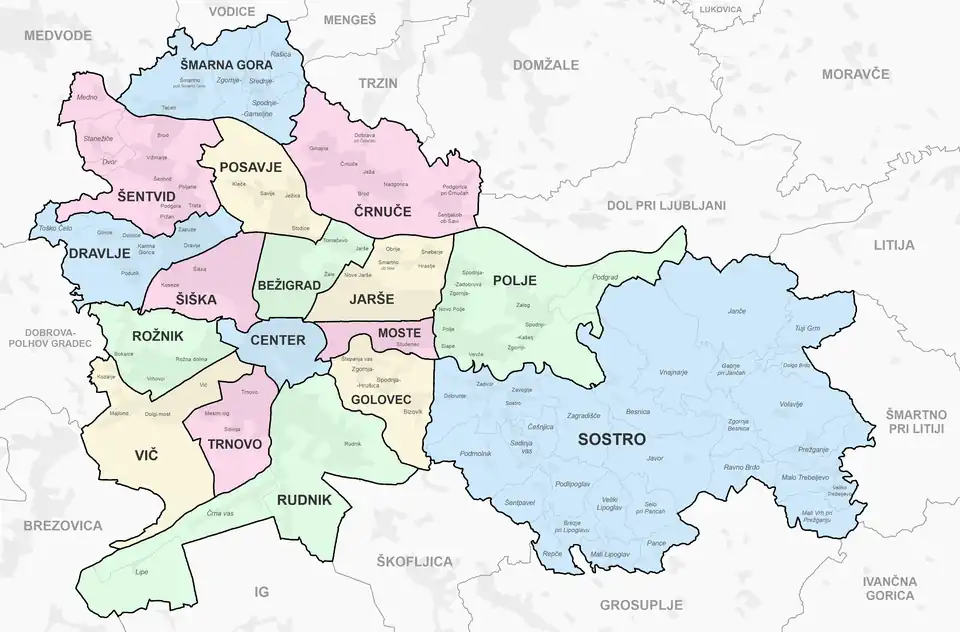 Karte von Slowenien, Position von Četrtna skupnost Golovec hervorgehoben