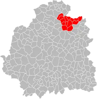 Lage der CC du Canton de Vatan im Département Indre