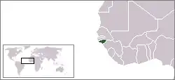 Bild von Westafrika mit eingezeichneter Lage von Guinea-Bissau