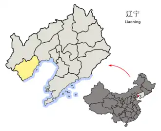 Lage Huludaos in der Provinz Liaoning