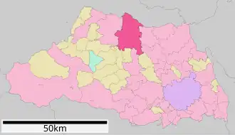 Lage Kumagayas in der Präfektur