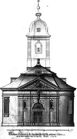 Die um die Vorhalle (1740) erweiterte Loretokapelle, Zeichnung