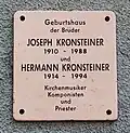 Gedenktafel am Geburtshaus von Joseph und Hermann Kronsteiner