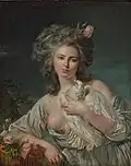 Junge Frau mit Rosenkorb und Taube (Artcurial).