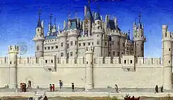 Der Louvre im Stundenbuch Très Riches Heures, um 1440