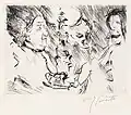Lovis Corinth: Drei Personen am Tisch bei Lampenschein, 1924.