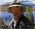 Lovis Corinth: Selbstporträt mit Strohhut, 1923