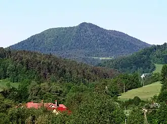 Blick auf den Luboń Wielki von Mszana Dolna