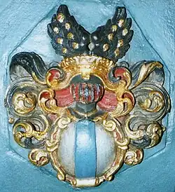 Wappen derer von Lüchau am Taufbecken der Eckersdorfer Kirche