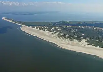 Insel Amrum mit der Gemeinde Norddorf und dem Naturschutzgebiet Amrum-Odde, Ansicht von Westen