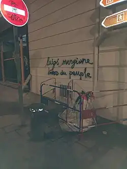 „Luigi Mangione – héros du peuple“-Graffiti (dt. „Volksheld“) in Marseille, Frankreich