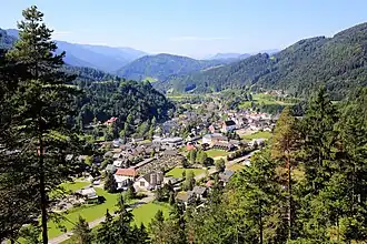 Blick Richtung Südwesten mit dem Ortskern von Lunz am See