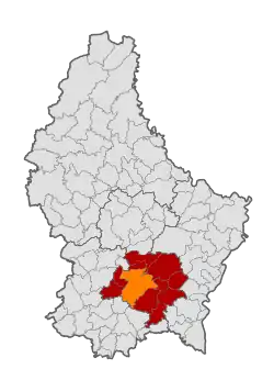 Lage von Stadt Luxemburg im Großherzogtum Luxemburg