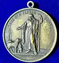 Die Rückseite dieser Medaille mit dem Guten Hirten