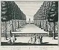 Die Bühne des Gartentheaters, Kupferstich, um 1725