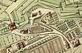 Darstellung auf dem Müllerplan von 1793: Die Kronenporte (links) am oberen Ende der Halseisengasse