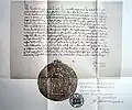 Urkunde der Verleihung der Reichslehen von König Wenzel