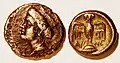 Drachme (Tychekopf) und Tetrobol (Eule) aus Amisos, ca. 400–350 v. Chr. geprägt