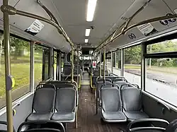 Innenraum mit Stadtbussitzen der alten Lion's City Generation