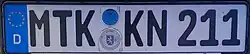 Aktuelles KFZ-Kennzeichen mit dem Unterscheidungszeichen MTK
