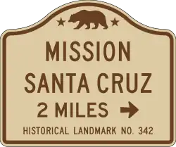 Vom California Manual on Uniform Traffic Control Devices vorgegebenes Format für Straßenschilder, die auf California Historical Landmarks hinweisen