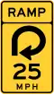 Zeichen W13-7 Richtgeschwindigkeit auf der Rampe