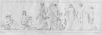 Die Unterwelt, Ausschnitt links: Das Elysion. Lithographie von Rudolph Lehmann