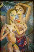 Zwei Mädchen mit Tulpe, 1921
