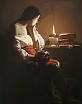 Georges de La Tour: Magdalena mit der rauchenden Flamme (mit Schädel), ca. 1640, Ölgemälde. Los Angeles