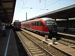Einfahrt von RB-Zügen in den Hauptbahnhof
