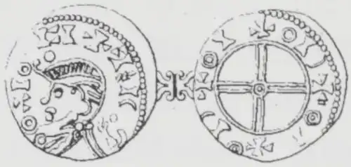 Pfennig von Magnus Berrføtt. 0,399&nbsp;g.