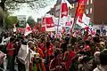 Mitglieder verschiedener Gewerkschaftsjugenden der DGBjugend bei der Anti-NPD Demo am 1. Mai 2007 in Hamburg-Barmbek