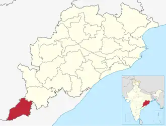 Positionskarte des Distrikts Malkangiri