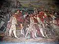 Christian I. von Dänemark besucht Colleoni, Detail eines Freskos im Castello di Malpaga
