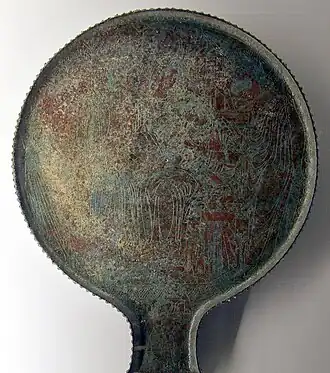Etruskischer Bronzespiegel von Volterra (325–300 v.&nbsp;Chr.)