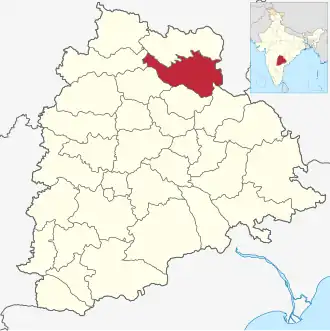Positionskarte des Distrikts Mancherial