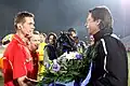 Peter Schöttel (links) Krassnitzer zu seinem 100. Bundesligaspiel