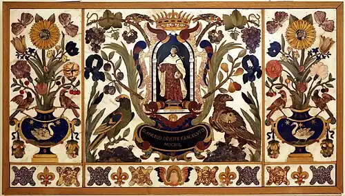 Altar-Antependium mit dem heiligen Angelus, Blumen, Früchten und Vögeln, 1647, Florenz