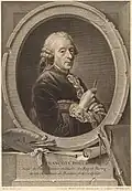 Kupferstich von M.S. Carmona nach Bouchers Porträt von Alexander “Suedois” Roslin, 1761