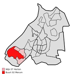 Lage von Merum in der Gemeinde Roermond